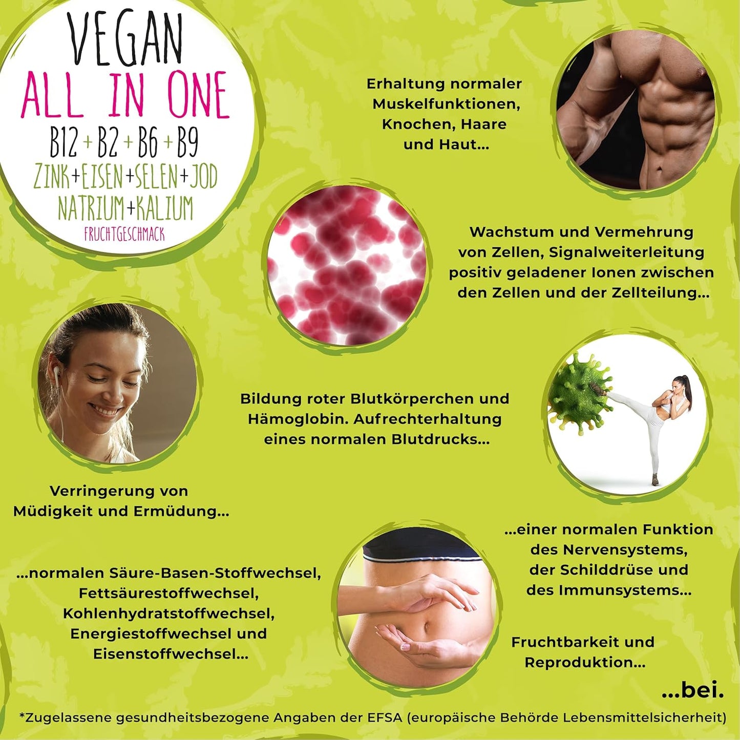 Vegan All-in-One Tropfen - Vitamin B12+B2+B6+B9 Folsäure + Zink + Eisen + Selen + Natrium + Kalium + Jod - Komplex mit natürlichem Tropical Fruchtgeschmack (20ml = ca. 4 Monats-Vorrat)