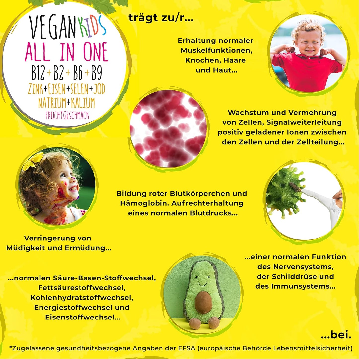 Vegan Kids All-in-One Tropfen - Vitamin B12+B2+B6+B9 Folsäure + Zink + Eisen + Selen + Natrium + Kalium + Jod - Komplex mit natürlichem Tropical Fruchtgeschmack (20ml = max. 4 Monats-Vorrat)